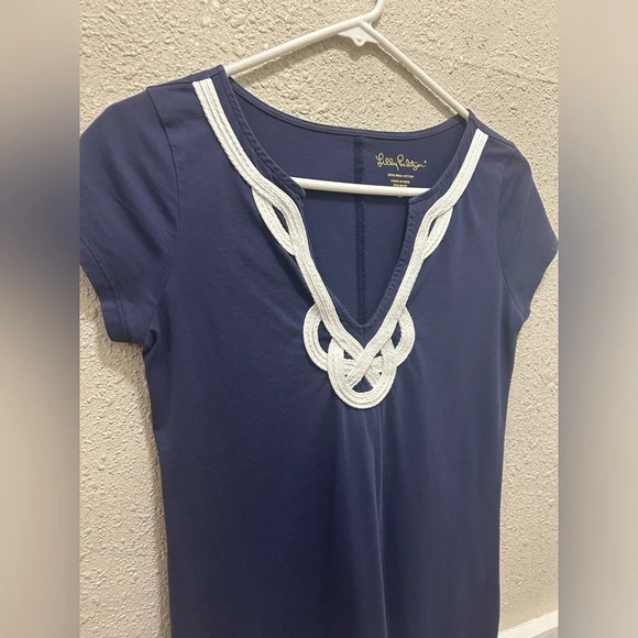 Lilly Pulitzer Navy and White Brewster T-Shirt Dress XS (read description) - Picture 4 of 7